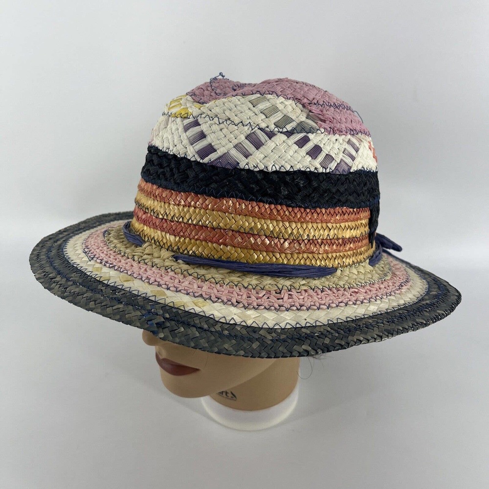 Vintage Miriam Lefcourt Multicolor Straw Sun Hat